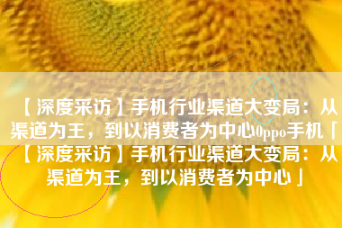 【深度采访】手机行业渠道大变局：从渠道为王，到以消费者为中心0ppo手机「【深度采访】手机行业渠道大变局：从渠道为王，到以消费者为中心」